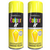 2X Paint Factory Sunshine Yellow Gloss Spray Paint 400ml Spray Paint